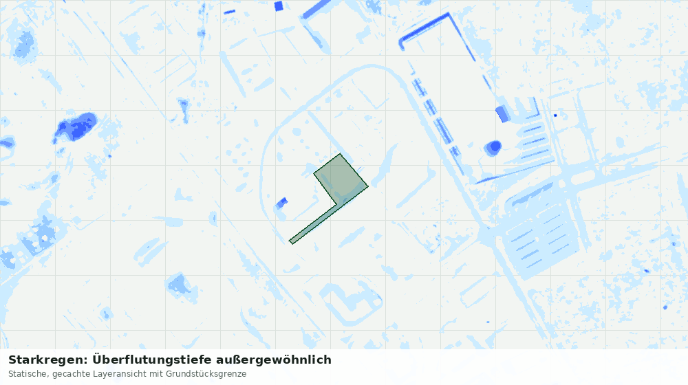 Statische Kartenansicht: Starkregen: Überflutungstiefe außergewöhnlich