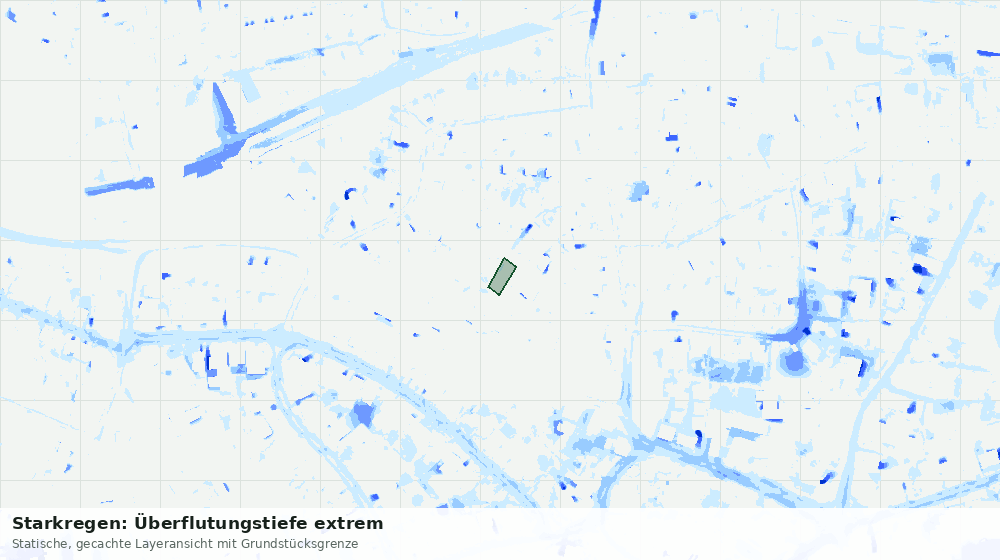Statische Kartenansicht: Starkregen: Überflutungstiefe extrem