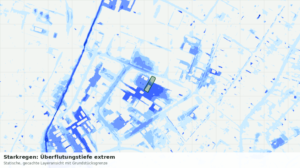 Statische Kartenansicht: Starkregen: Überflutungstiefe extrem