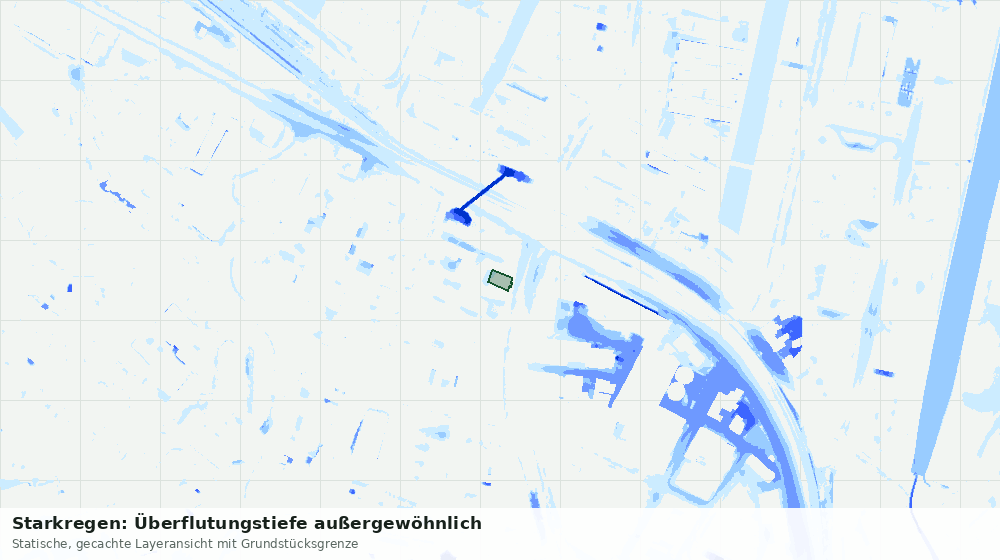 Statische Kartenansicht: Starkregen: Überflutungstiefe außergewöhnlich