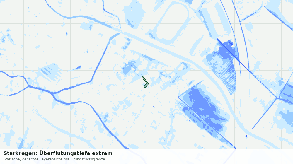 Statische Kartenansicht: Starkregen: Überflutungstiefe extrem
