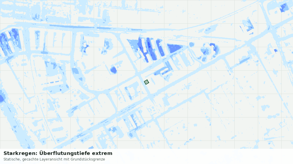 Statische Kartenansicht: Starkregen: Überflutungstiefe extrem