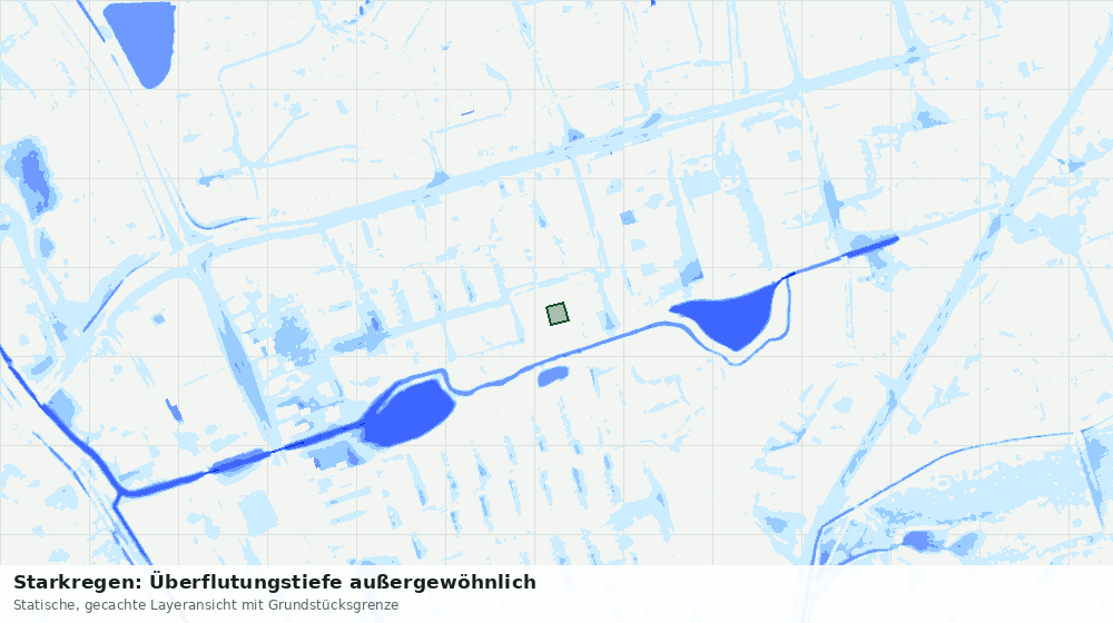 Statische Kartenansicht: Starkregen: Überflutungstiefe außergewöhnlich
