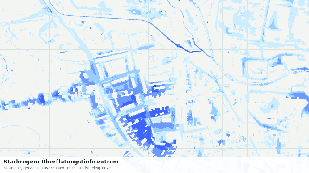 Statische Kartenansicht: Starkregen: Überflutungstiefe extrem