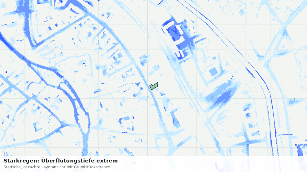 Statische Kartenansicht: Starkregen: Überflutungstiefe extrem