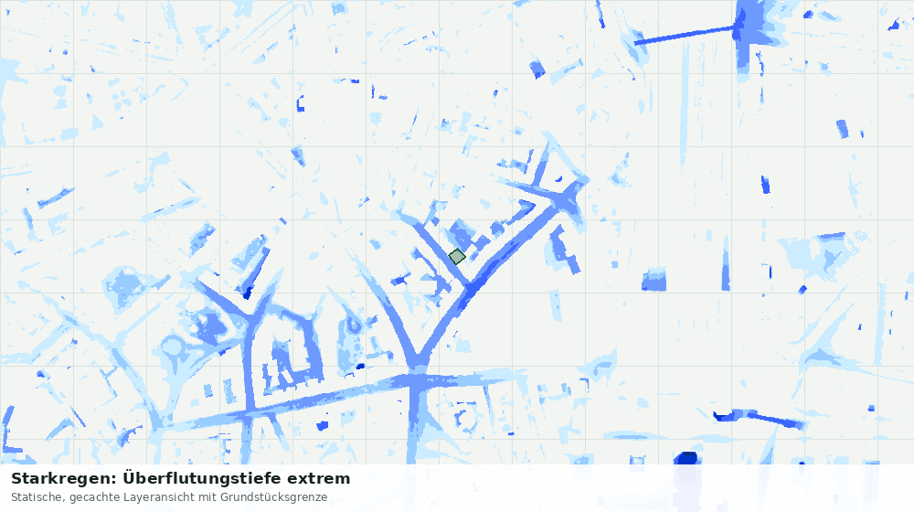 Statische Kartenansicht: Starkregen: Überflutungstiefe extrem