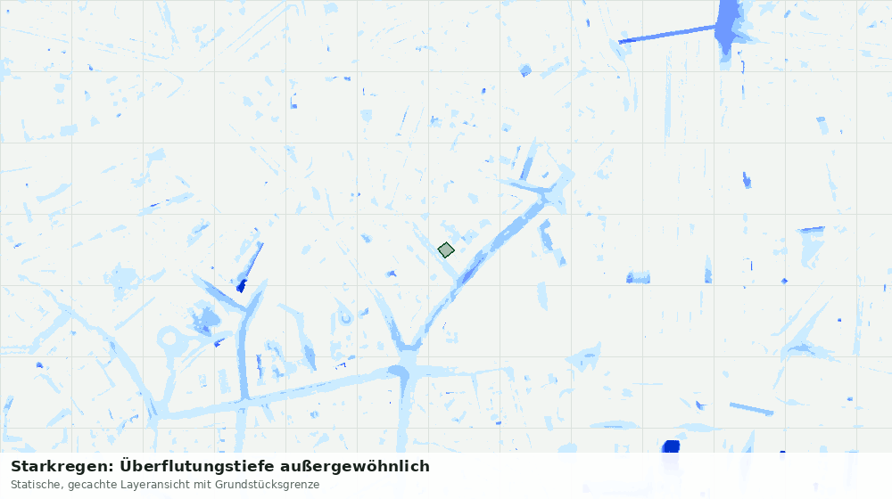 Statische Kartenansicht: Starkregen: Überflutungstiefe außergewöhnlich