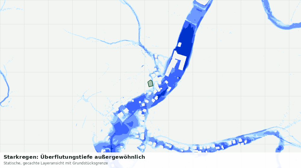 Statische Kartenansicht: Starkregen: Überflutungstiefe außergewöhnlich