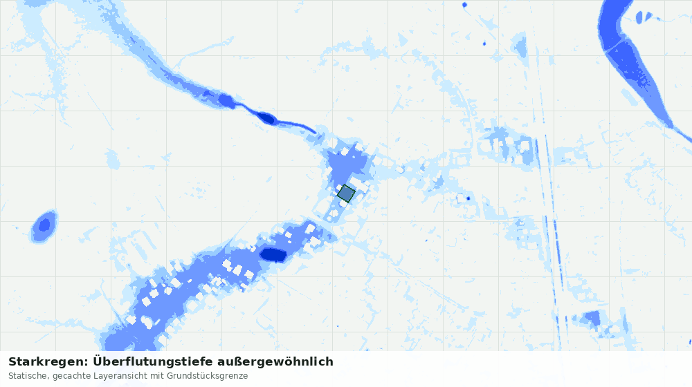 Statische Kartenansicht: Starkregen: Überflutungstiefe außergewöhnlich