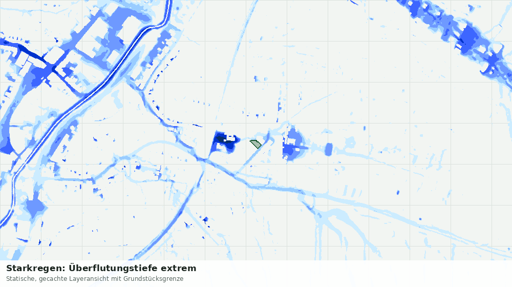 Statische Kartenansicht: Starkregen: Überflutungstiefe extrem