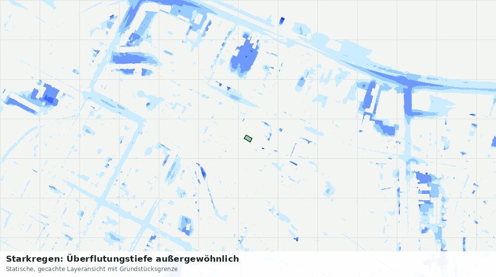 Statische Kartenansicht: Starkregen: Überflutungstiefe außergewöhnlich