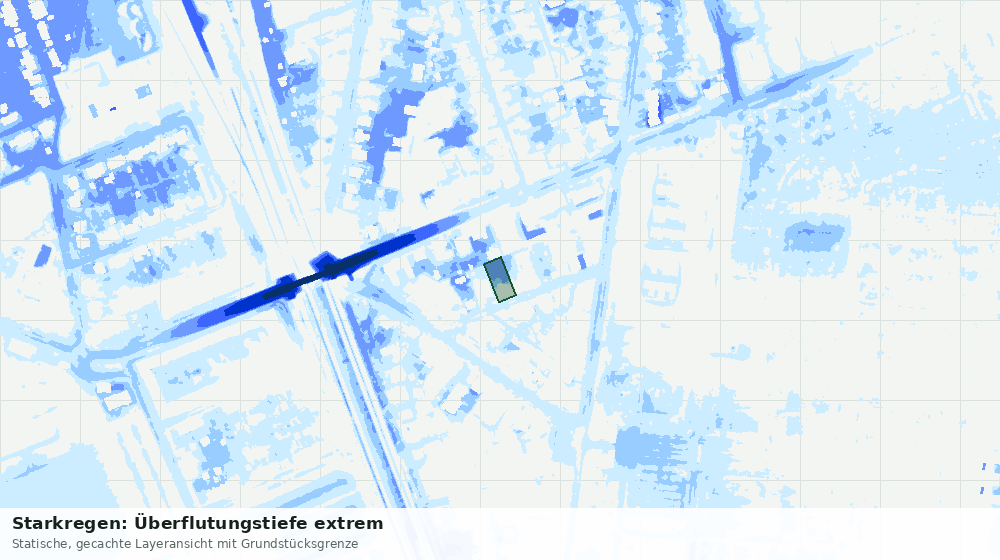Statische Kartenansicht: Starkregen: Überflutungstiefe extrem