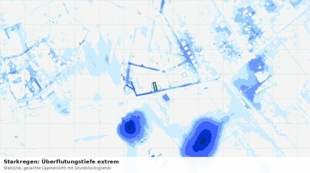 Statische Kartenansicht: Starkregen: Überflutungstiefe extrem