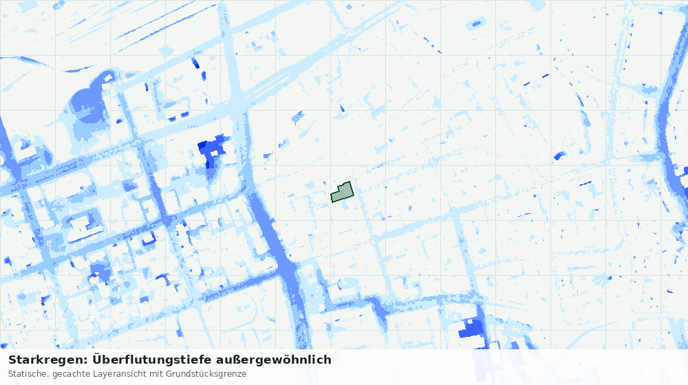 Statische Kartenansicht: Starkregen: Überflutungstiefe außergewöhnlich