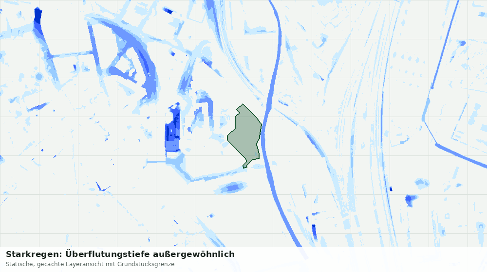 Statische Kartenansicht: Starkregen: Überflutungstiefe außergewöhnlich