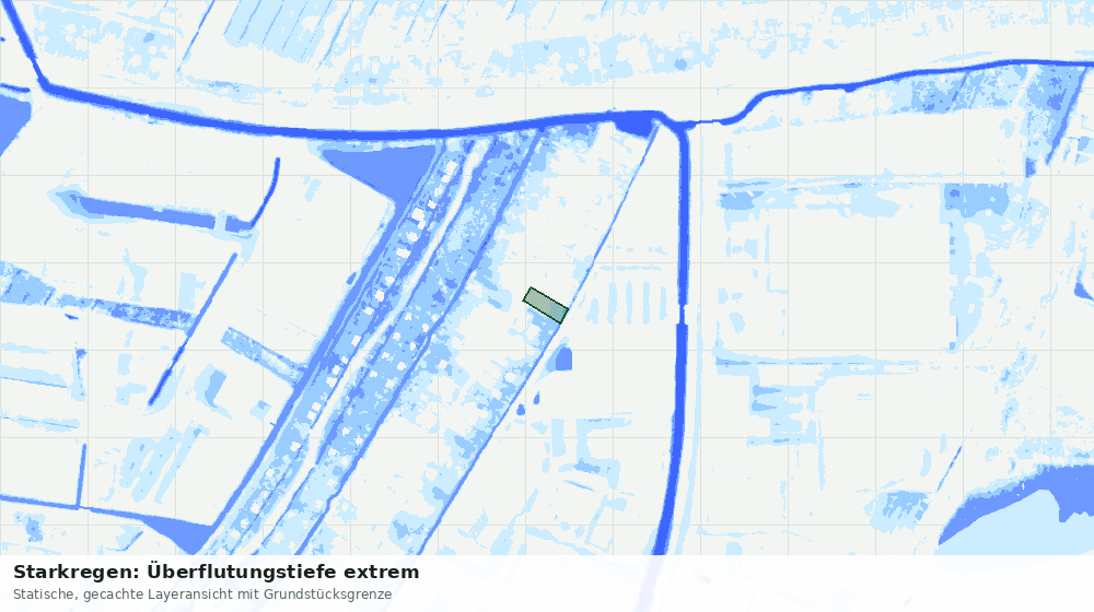 Statische Kartenansicht: Starkregen: Überflutungstiefe extrem