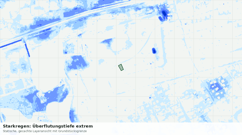 Statische Kartenansicht: Starkregen: Überflutungstiefe extrem