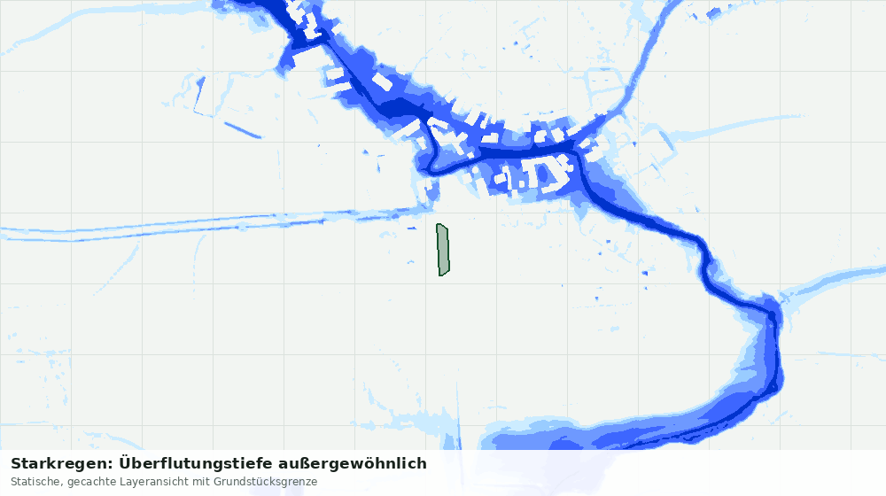 Statische Kartenansicht: Starkregen: Überflutungstiefe außergewöhnlich