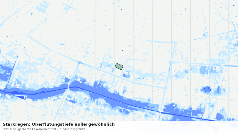 Statische Kartenansicht: Starkregen: Überflutungstiefe außergewöhnlich