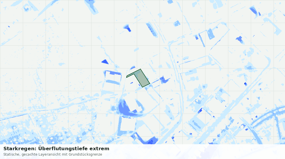 Statische Kartenansicht: Starkregen: Überflutungstiefe extrem