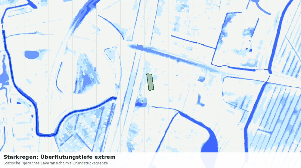 Statische Kartenansicht: Starkregen: Überflutungstiefe extrem