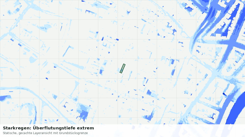 Statische Kartenansicht: Starkregen: Überflutungstiefe extrem