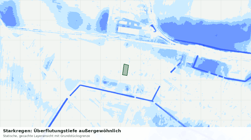 Statische Kartenansicht: Starkregen: Überflutungstiefe außergewöhnlich