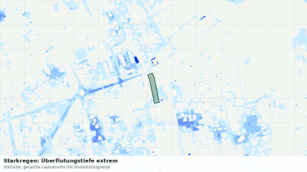 Statische Kartenansicht: Starkregen: Überflutungstiefe extrem
