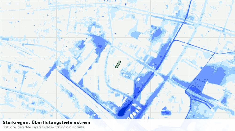 Statische Kartenansicht: Starkregen: Überflutungstiefe extrem