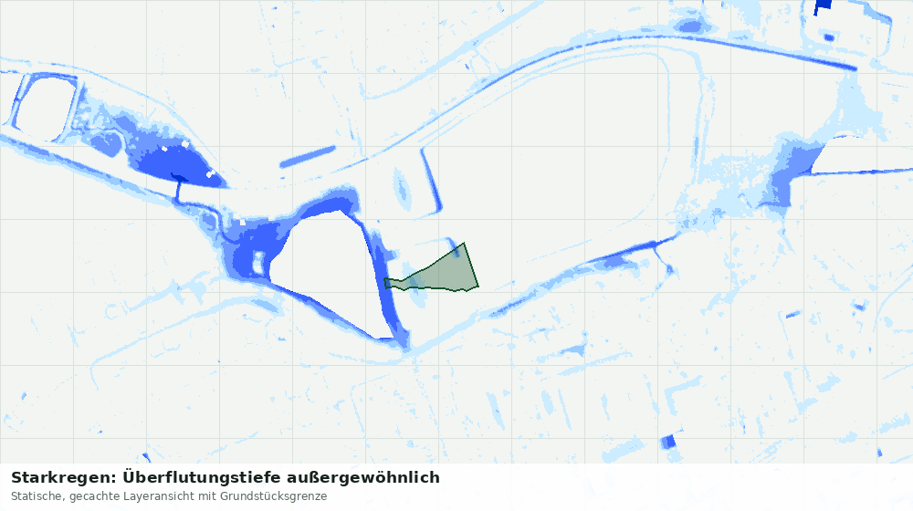 Statische Kartenansicht: Starkregen: Überflutungstiefe außergewöhnlich