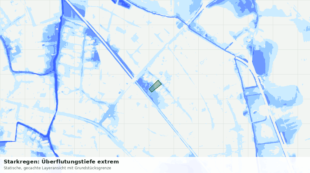 Statische Kartenansicht: Starkregen: Überflutungstiefe extrem