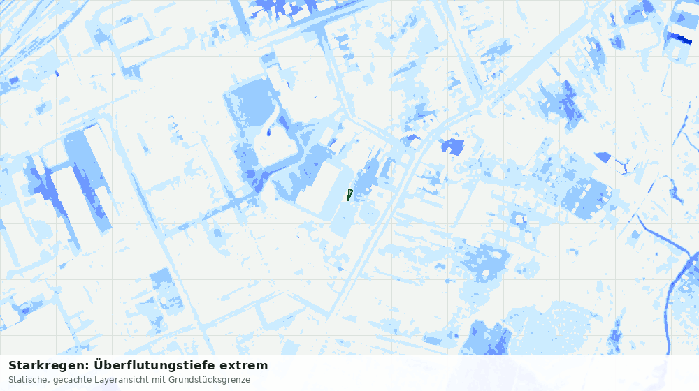 Statische Kartenansicht: Starkregen: Überflutungstiefe extrem