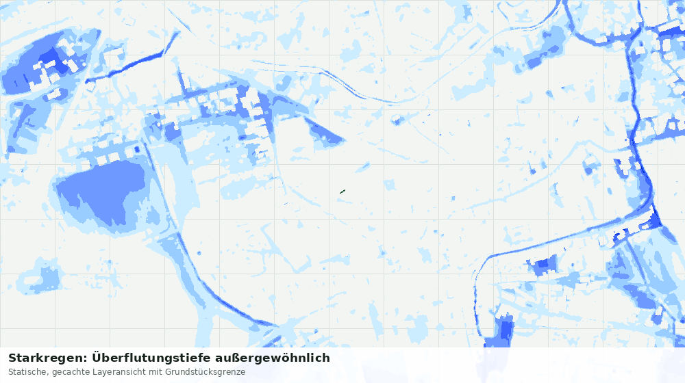 Statische Kartenansicht: Starkregen: Überflutungstiefe außergewöhnlich