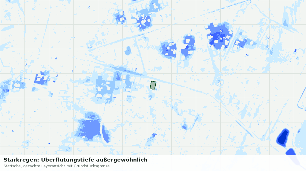 Statische Kartenansicht: Starkregen: Überflutungstiefe außergewöhnlich