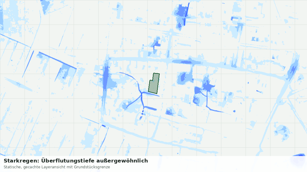 Statische Kartenansicht: Starkregen: Überflutungstiefe außergewöhnlich