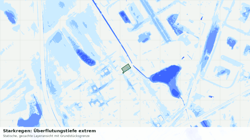 Statische Kartenansicht: Starkregen: Überflutungstiefe extrem