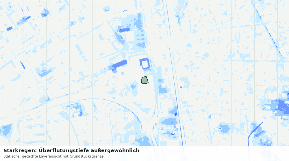 Statische Kartenansicht: Starkregen: Überflutungstiefe außergewöhnlich