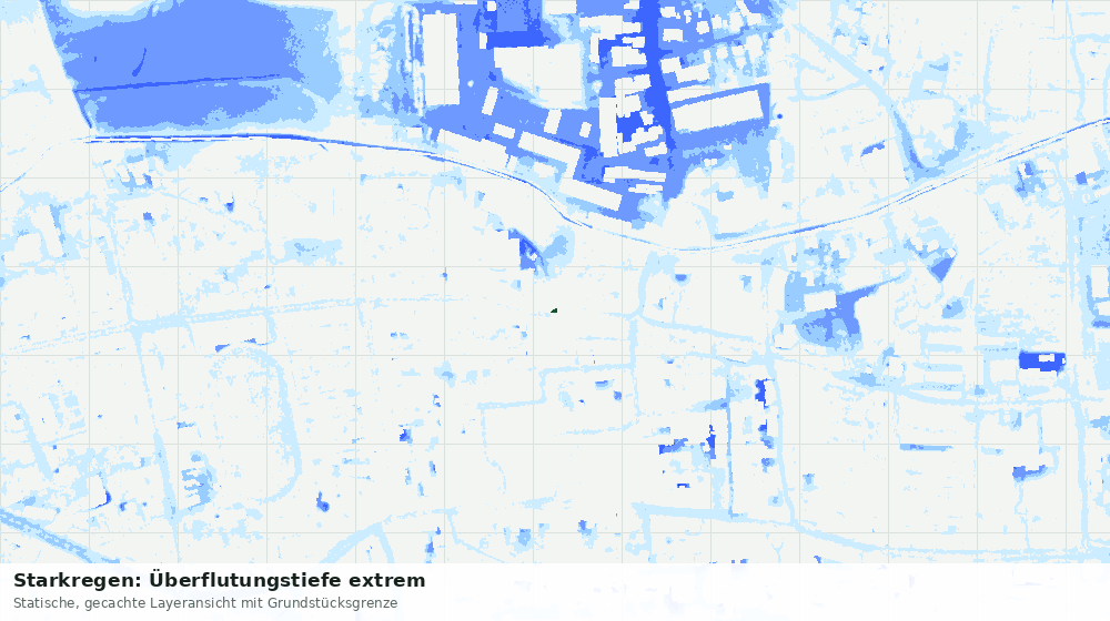 Statische Kartenansicht: Starkregen: Überflutungstiefe extrem