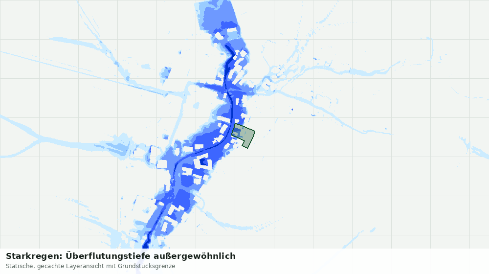 Statische Kartenansicht: Starkregen: Überflutungstiefe außergewöhnlich