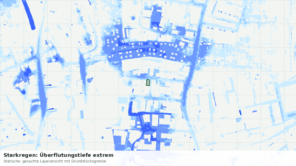 Statische Kartenansicht: Starkregen: Überflutungstiefe extrem