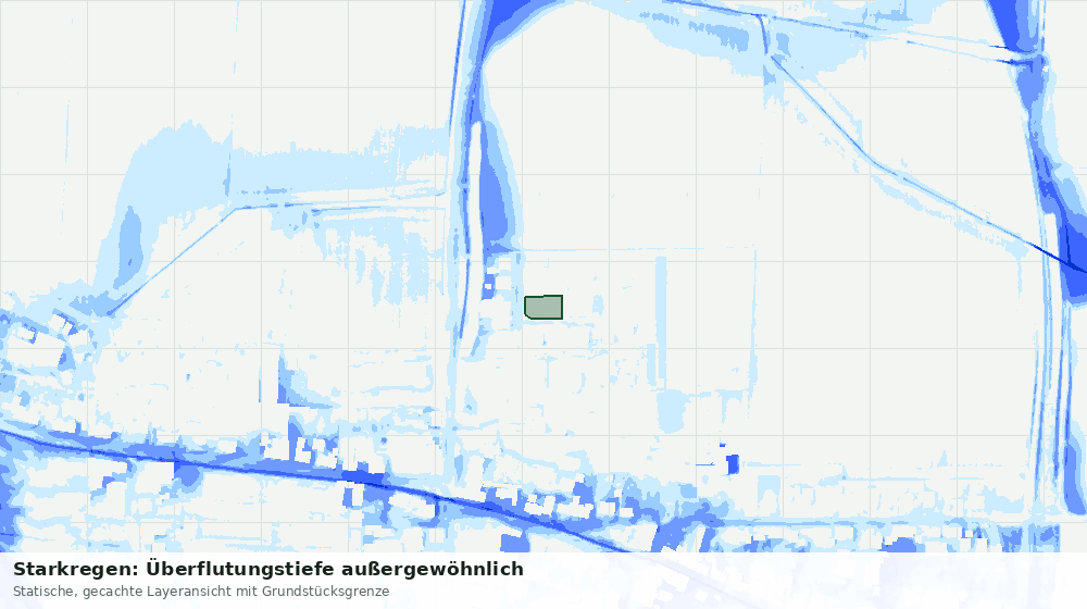 Statische Kartenansicht: Starkregen: Überflutungstiefe außergewöhnlich