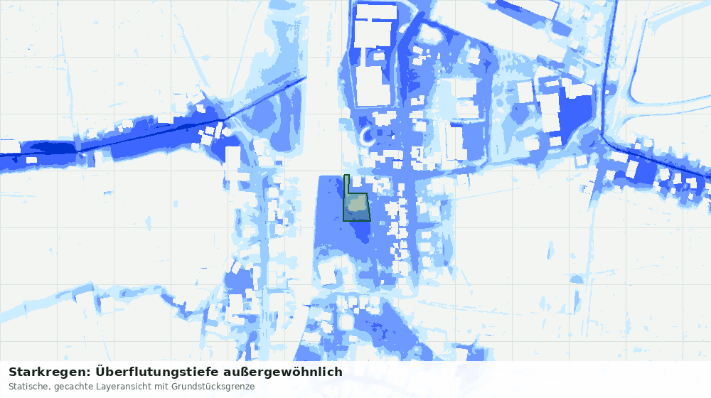 Statische Kartenansicht: Starkregen: Überflutungstiefe außergewöhnlich