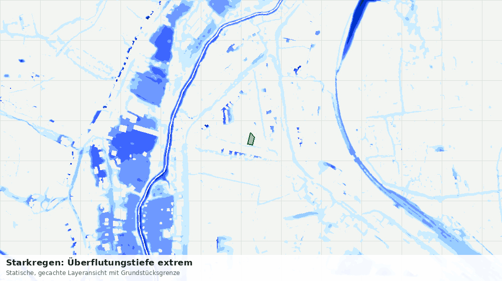 Statische Kartenansicht: Starkregen: Überflutungstiefe extrem