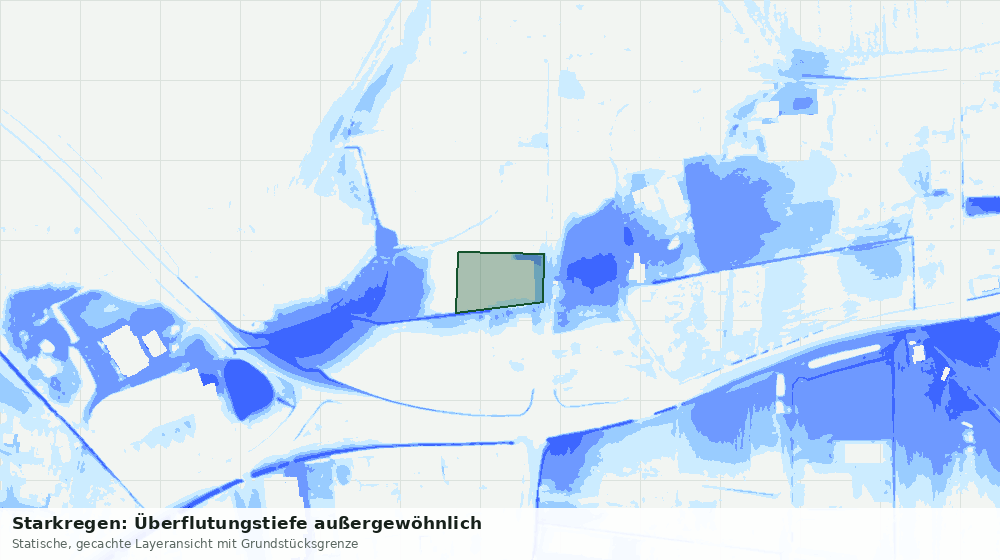 Statische Kartenansicht: Starkregen: Überflutungstiefe außergewöhnlich