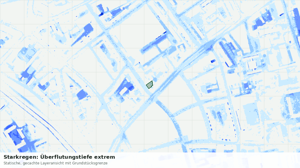 Statische Kartenansicht: Starkregen: Überflutungstiefe extrem