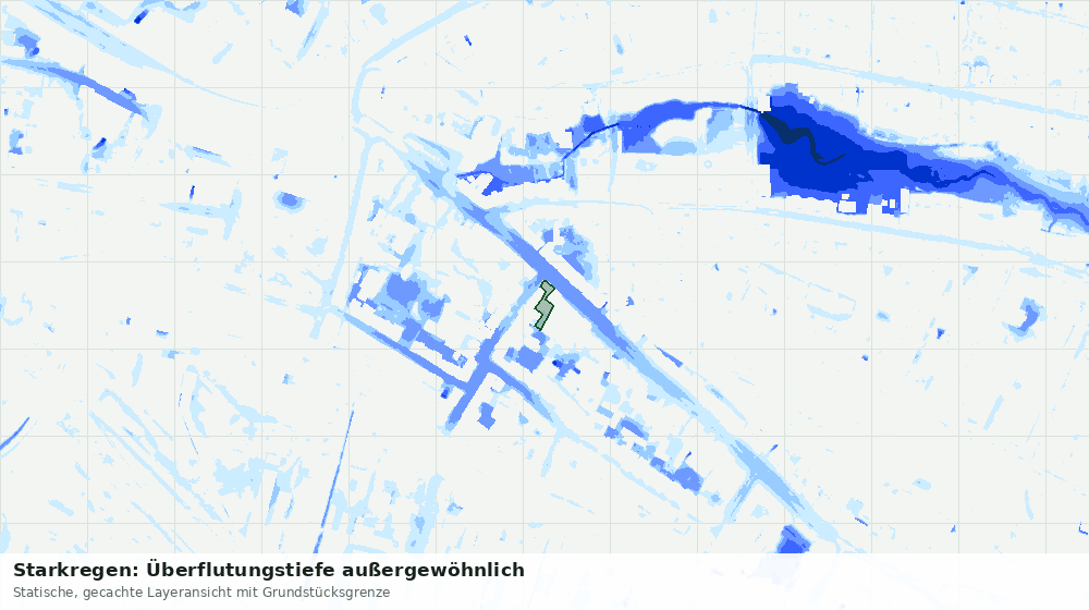 Statische Kartenansicht: Starkregen: Überflutungstiefe außergewöhnlich