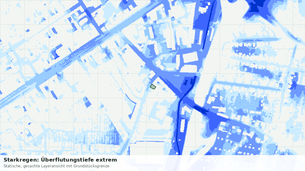 Statische Kartenansicht: Starkregen: Überflutungstiefe extrem
