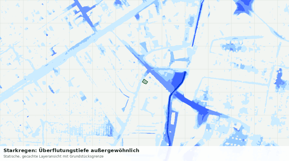 Statische Kartenansicht: Starkregen: Überflutungstiefe außergewöhnlich