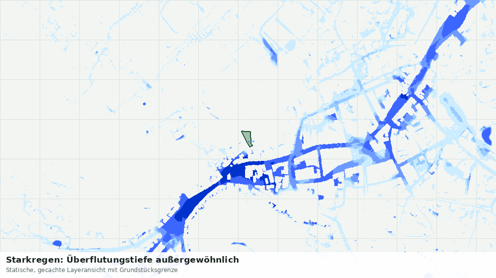 Statische Kartenansicht: Starkregen: Überflutungstiefe außergewöhnlich