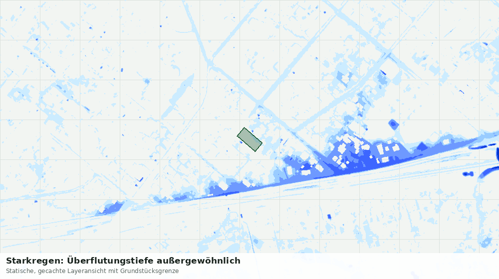 Statische Kartenansicht: Starkregen: Überflutungstiefe außergewöhnlich